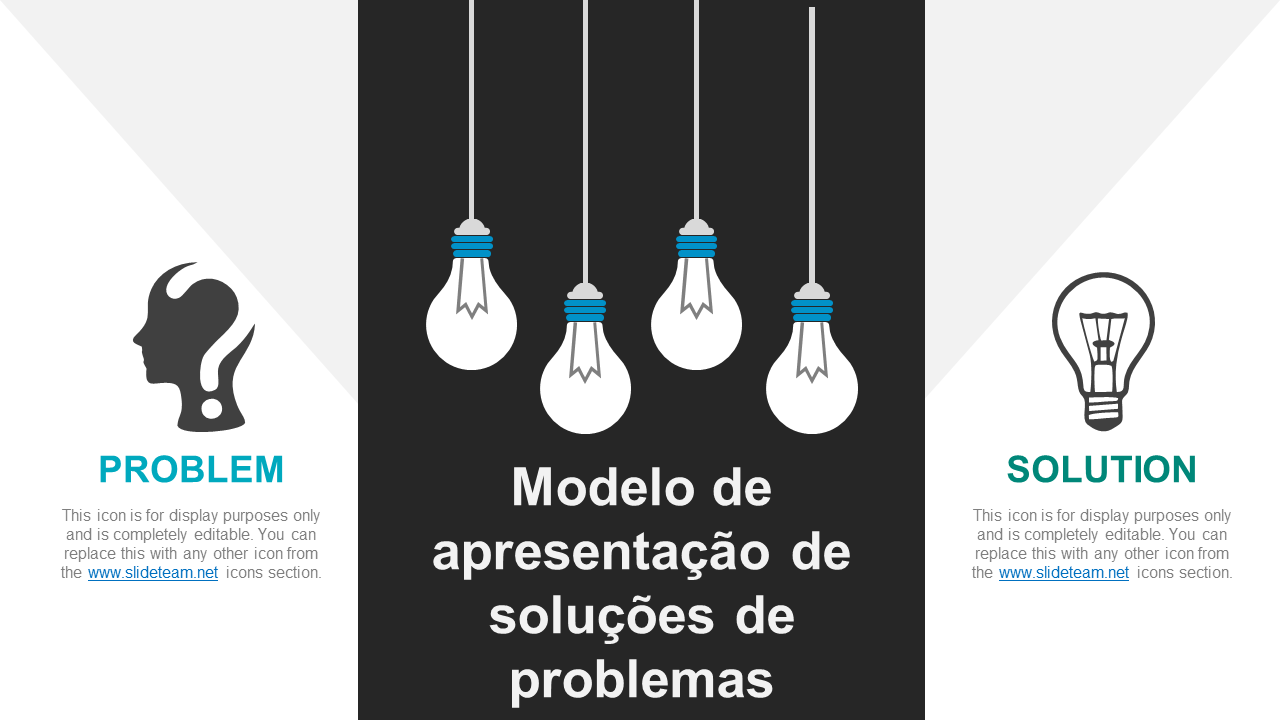 Modelo de apresentação de soluções de problemas Modelo de apresentação de soluções de problemas