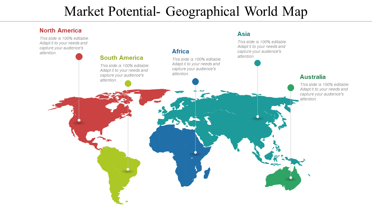 Potencial de mercado - mapa geográfico mundial