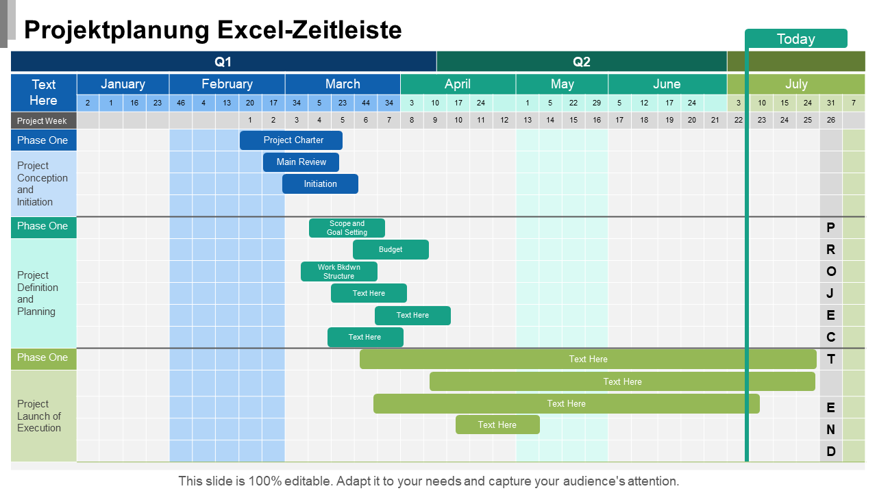 Projektplanung Excel-Zeitleiste