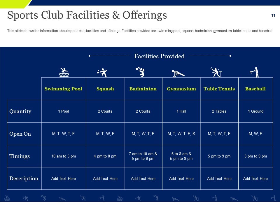 Sports Club Facilities and Offerings