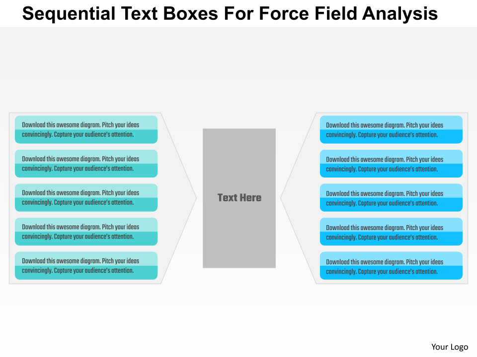 Sequential Text Boxes For Force Field Analysis Flat Powerpoint Design
