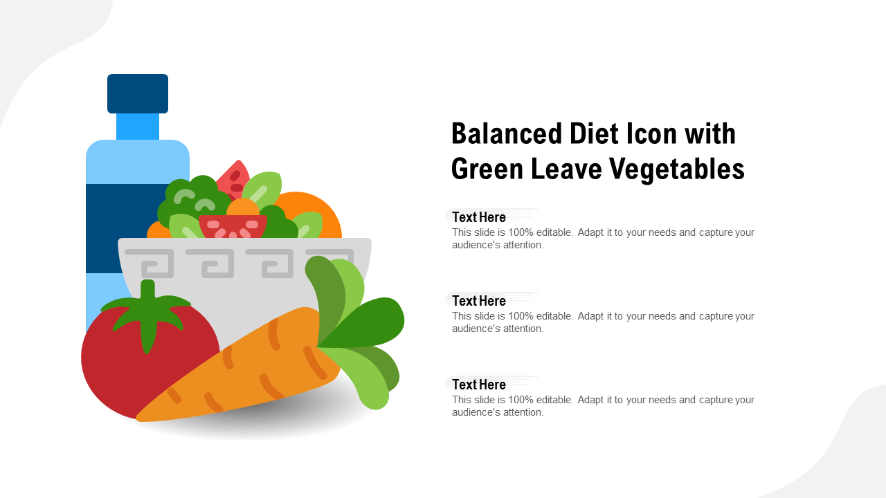 Balanced Diet Icon With Green Leave Vegetables