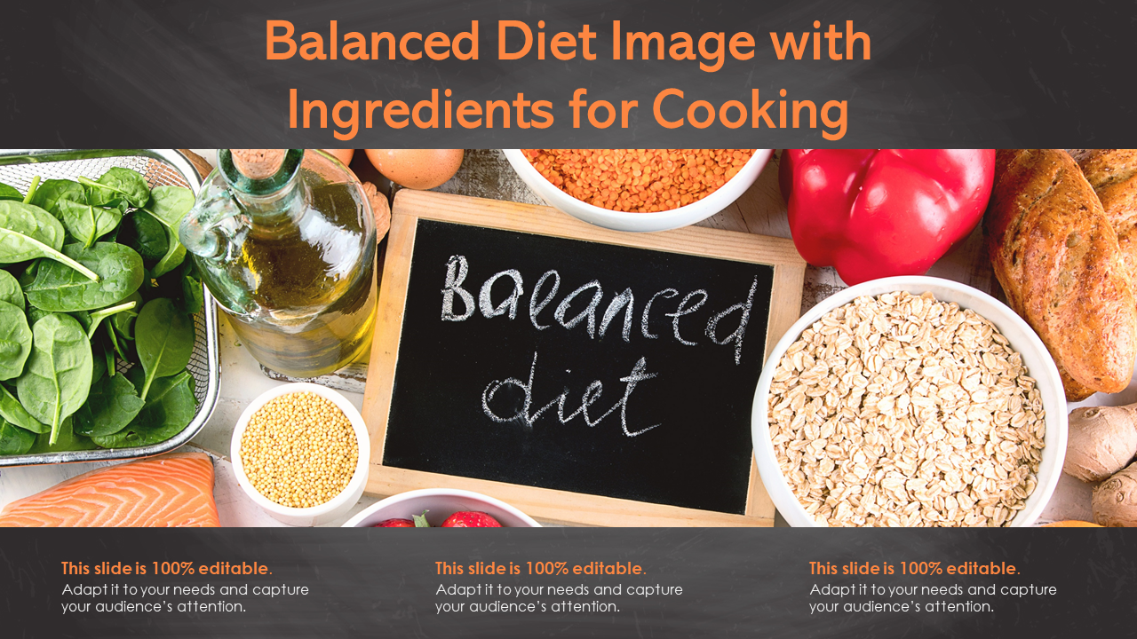 Balanced Diet Image With Ingredients For Cooking