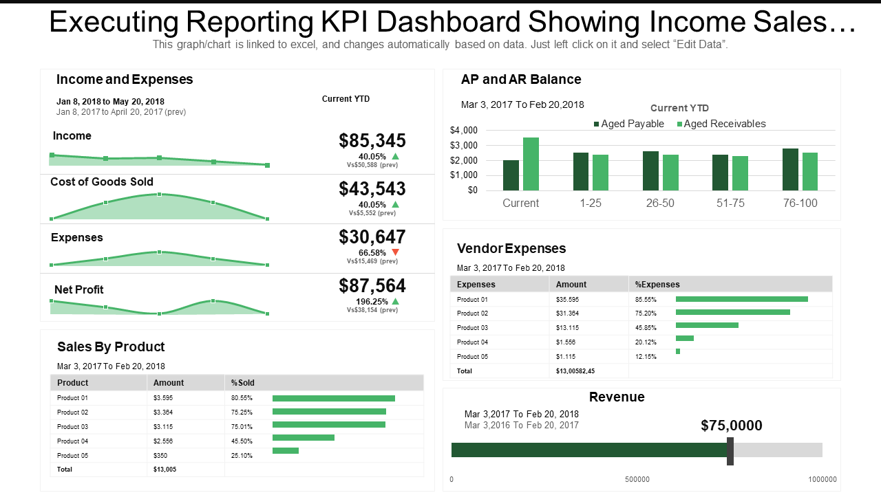 Executing Reporting KPI Dashboard Showing Income Sales