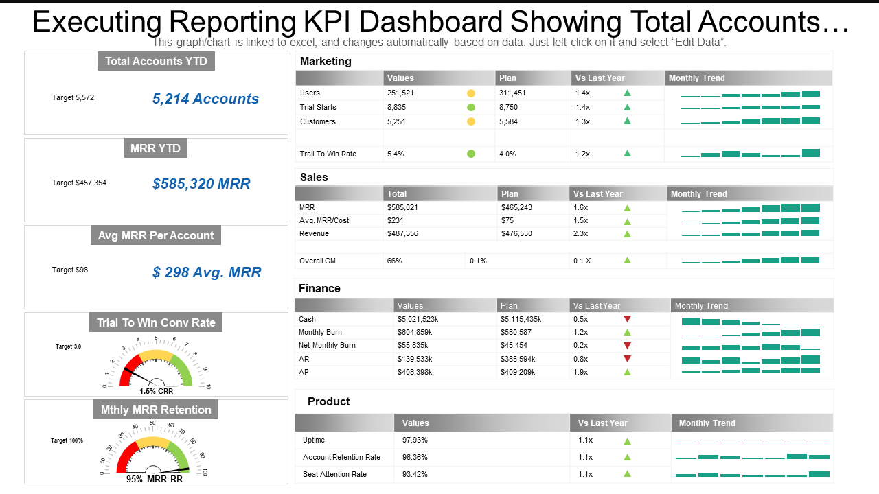 Executive Reporting KPI Dashboard Showing Total Accounts