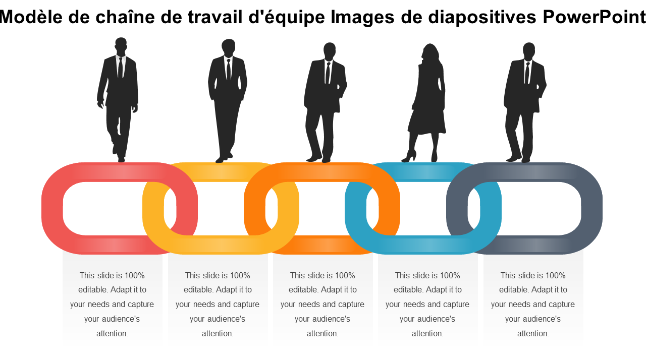 Modèle de chaîne de travail d'équipe Images de diapositives PowerPoint