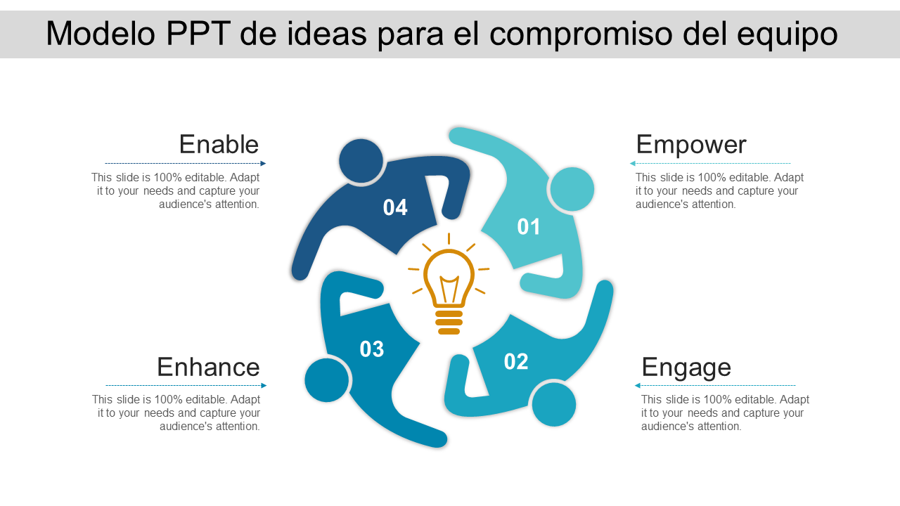 Modelo PPT de ideas para el compromiso del equipo
