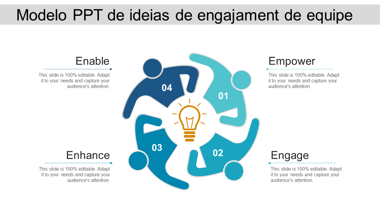 Modelo PPT de ideias de engajamento de equipe