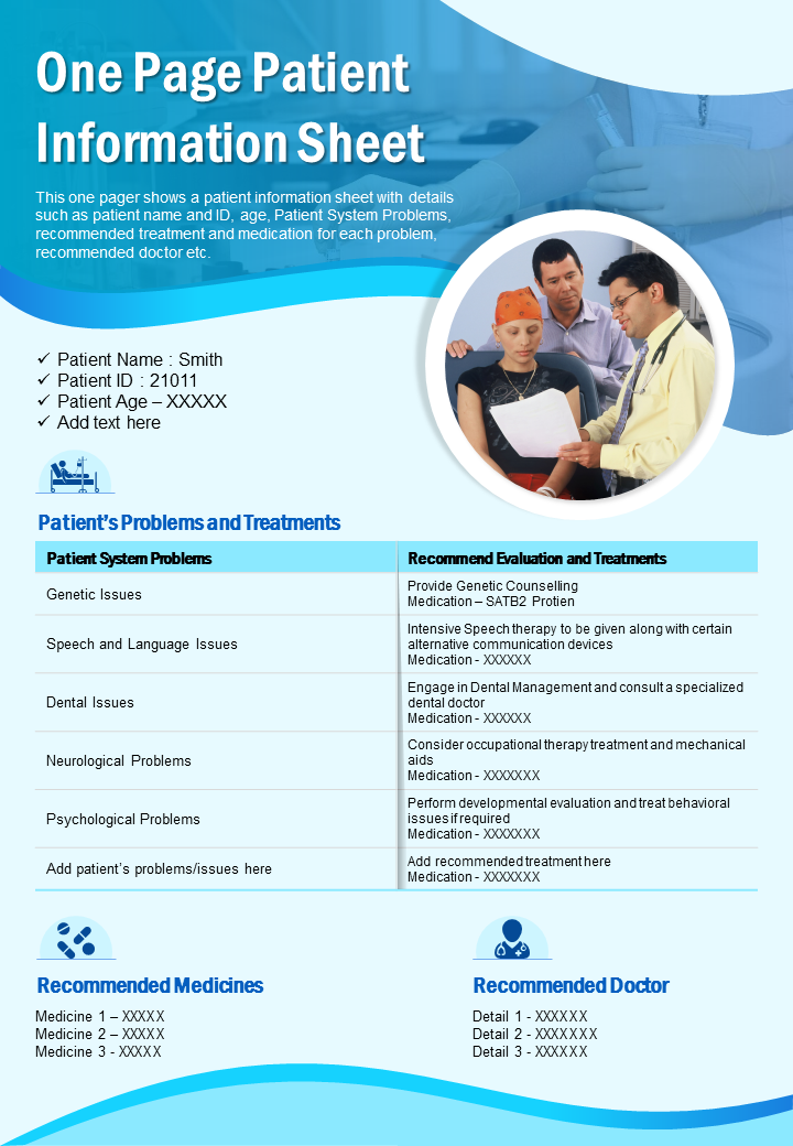 One Page Patient Information Sheet PowerPoint Presentation