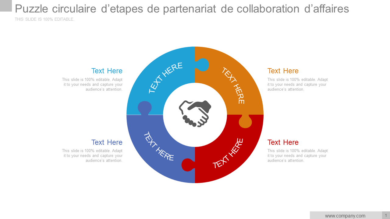 Puzzle circulaire d'étapes de partenariat de collaboration d'affaires