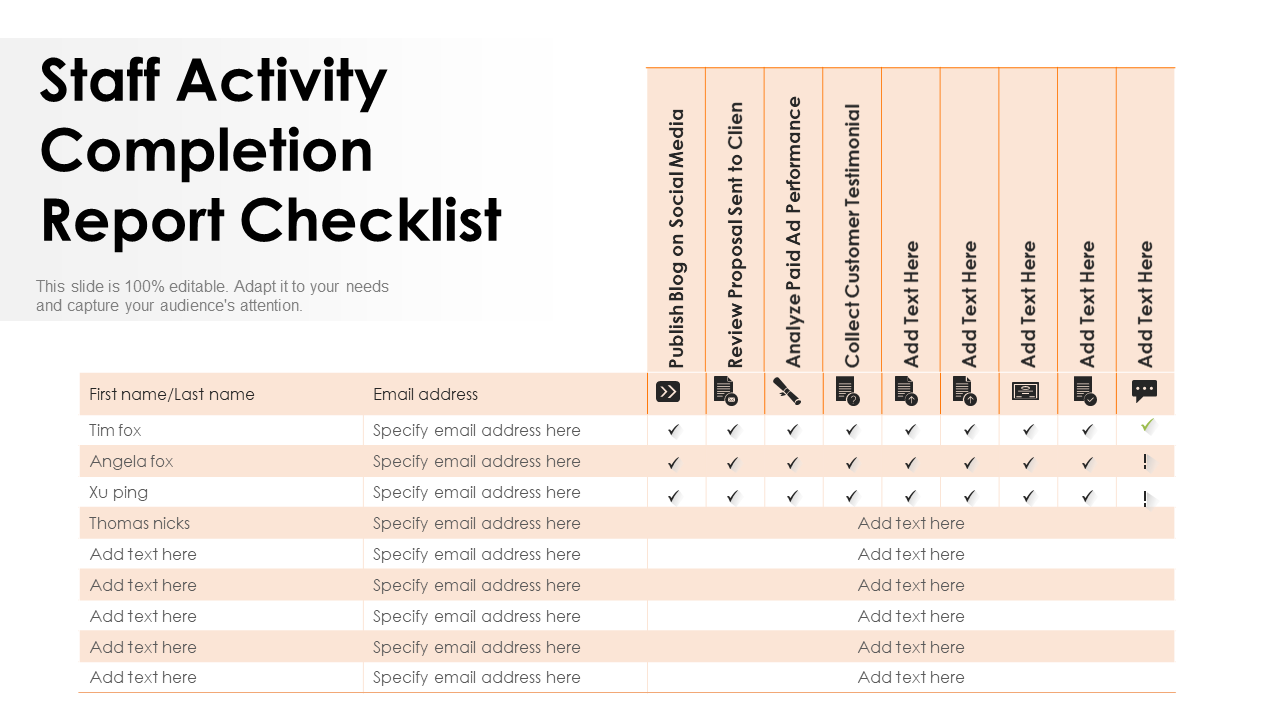 Staff Activity Completion Report Checklist  Presentation Graphics In Check Out Report Template