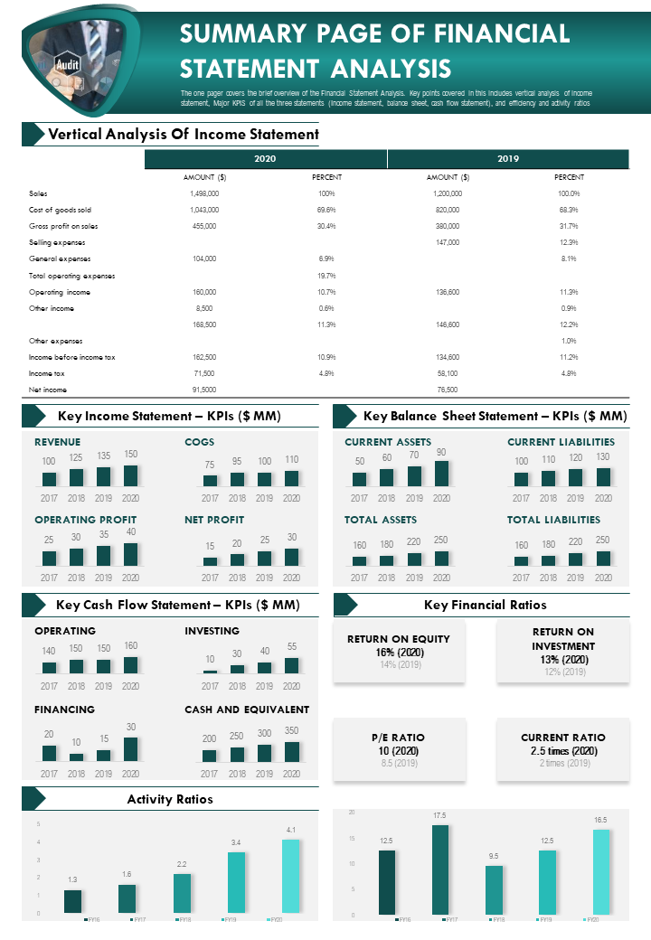 Summary Page Of Financial Statement Analysis Presentation Report Infographic