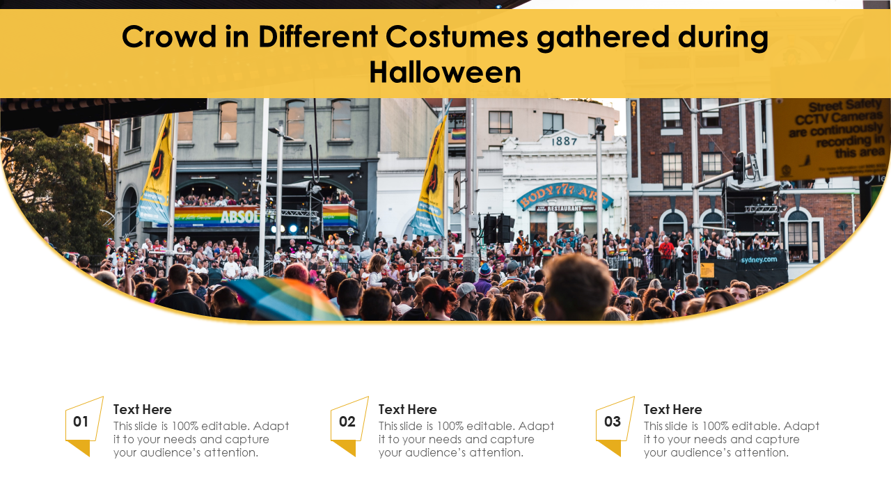 Crowd in Different Costumes Halloween PowerPoint Templates