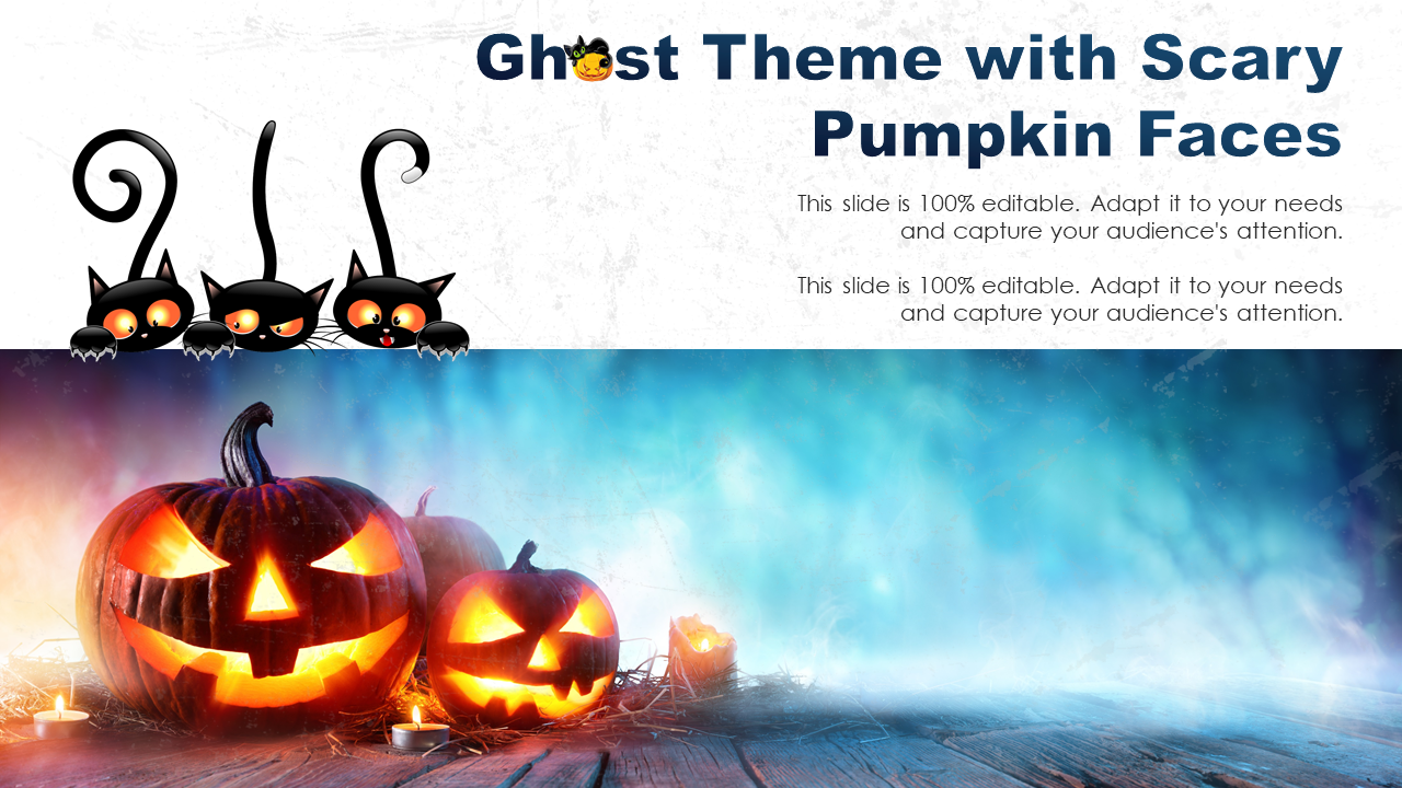 Ghost Halloween PowerPoint Templates with Scary Pumpkin Faces