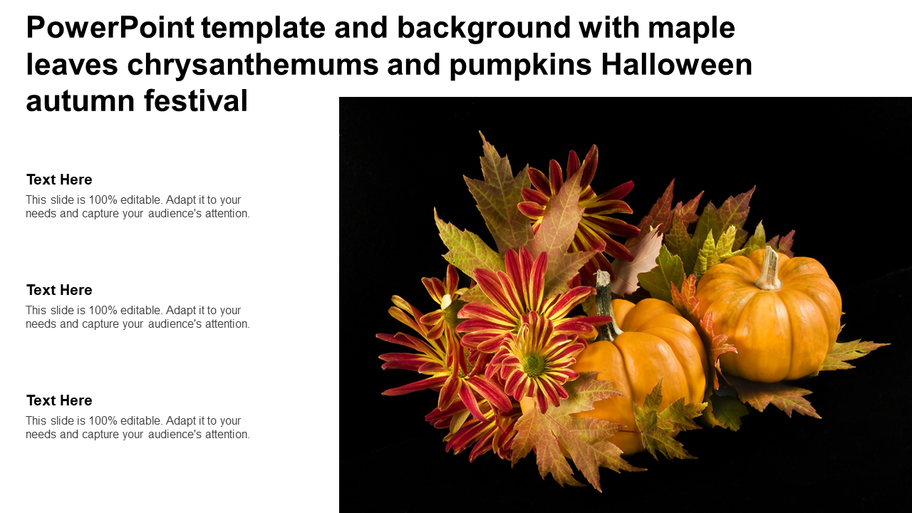 Maple leaves chrysanthemums and pumpkins Template