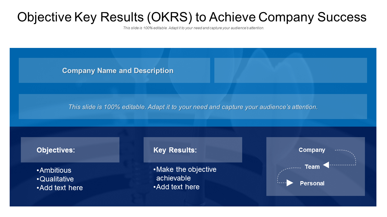 Objective Key Results OKRS To Achieve Company Success PowerPoint Slides