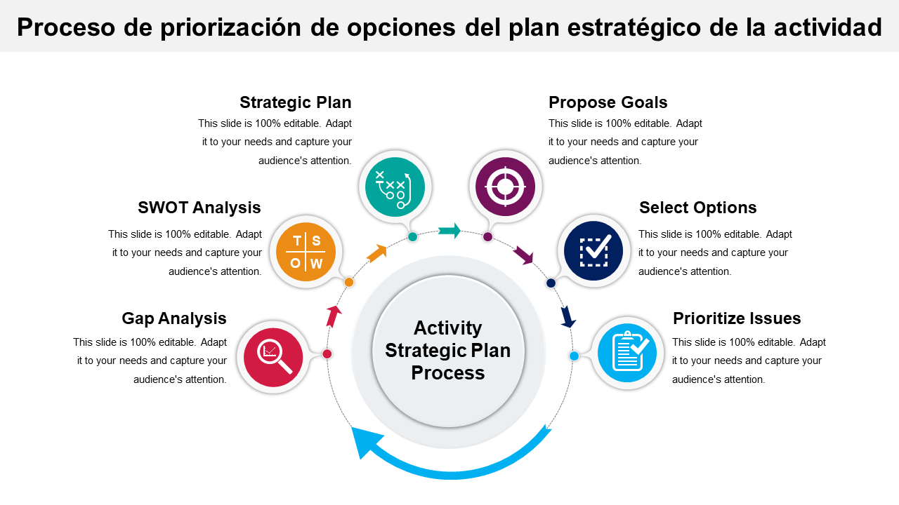 Proceso de priorización de opciones del plan estratégico de la actividad