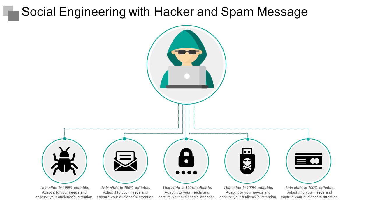Social Engineering With Hacker And Spam Message PowerPoint Slides