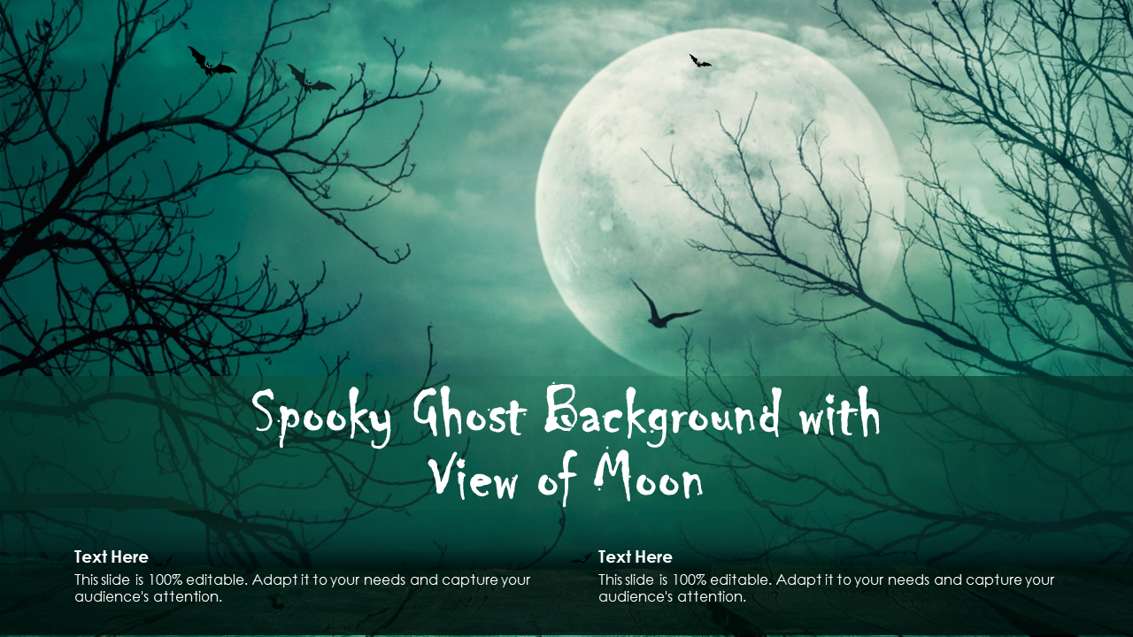 Spooky Ghost Background with View of Moon