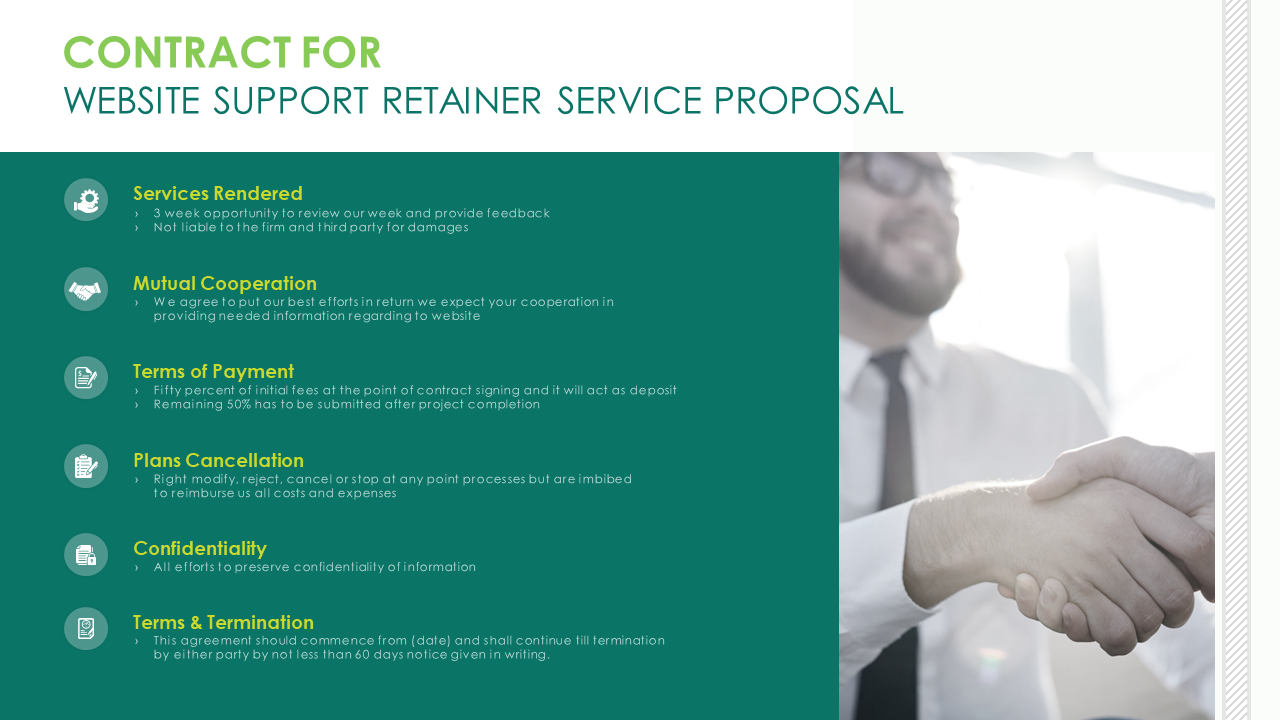 CONTRACT FOR WEBSITE SUPPORT RETAINER SERVICE PROPOSAL