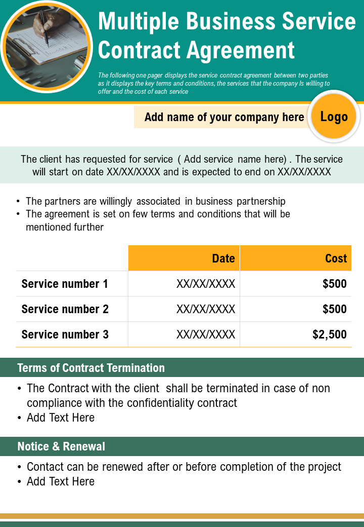 Multiple Business Service Contract Agreement