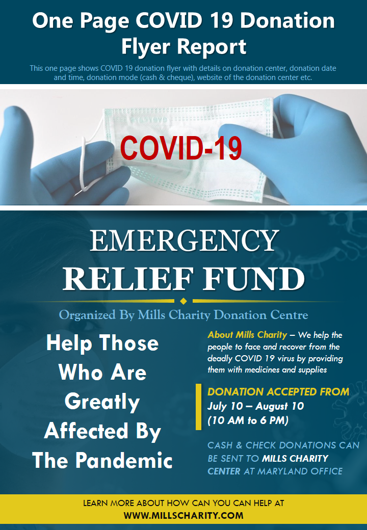 One Page COVID 19 Donation Flyer Report 