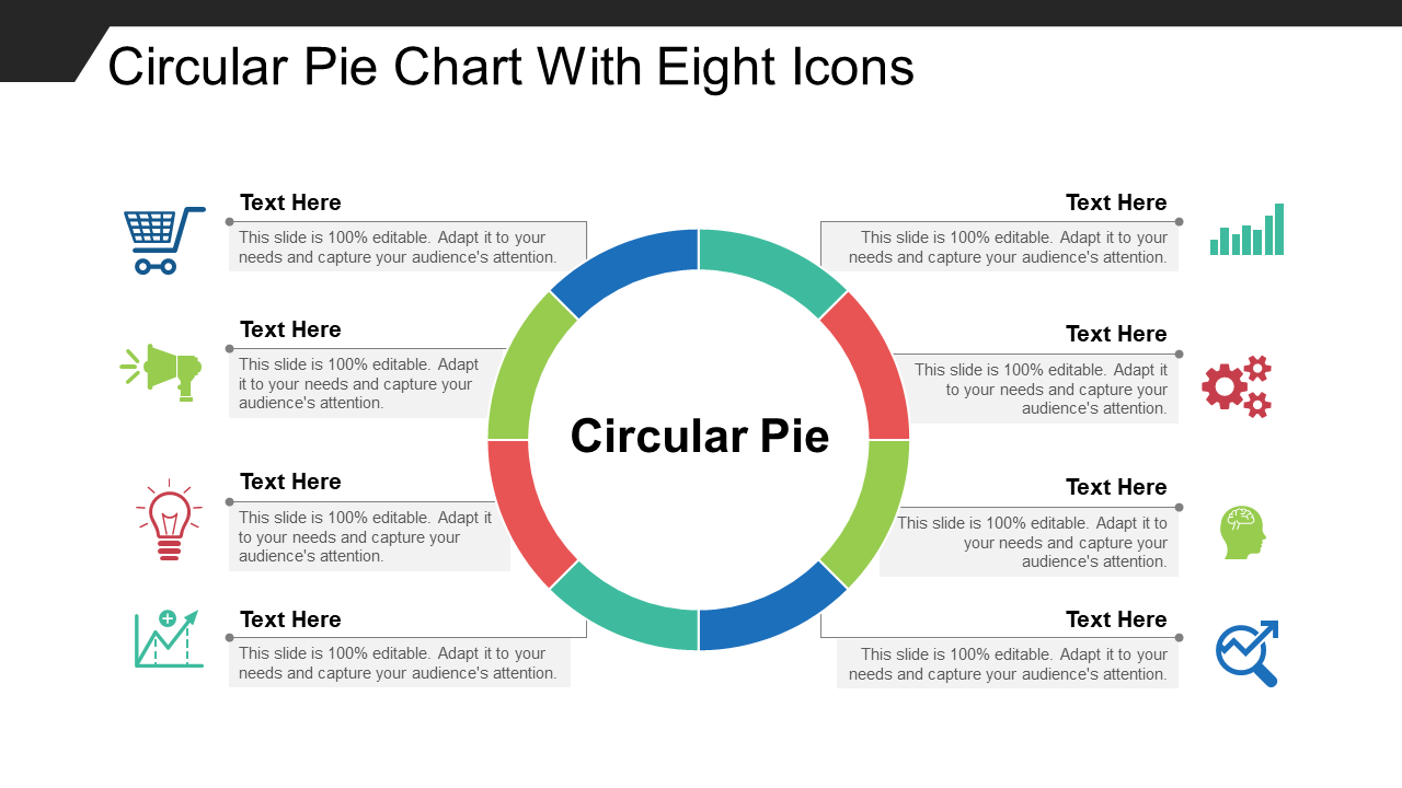 Circular Pie Chart With Eight Icons