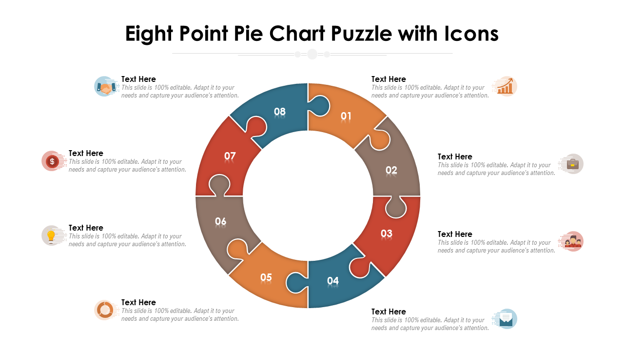 Eight Point Pie Chart Puzzle With Icons
