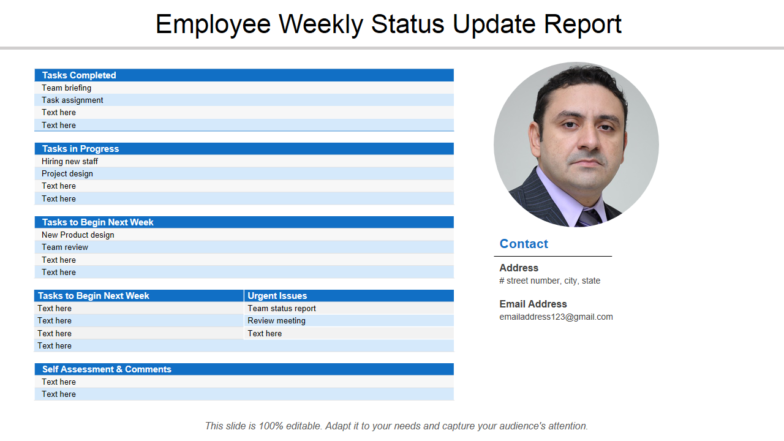 Employee Weekly Status Report PPT Slide