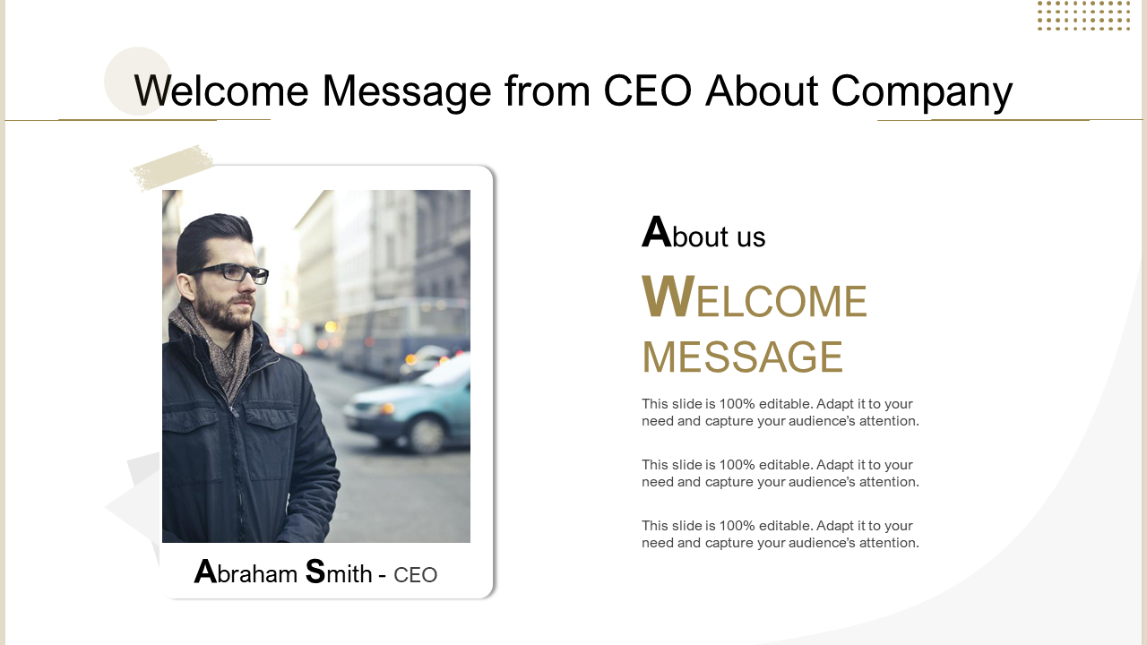 Welcome Message From CEO About Company