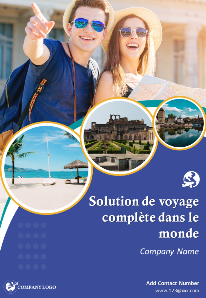 Modèle de brochure de quatre pages de l'agence de voyage mondiale