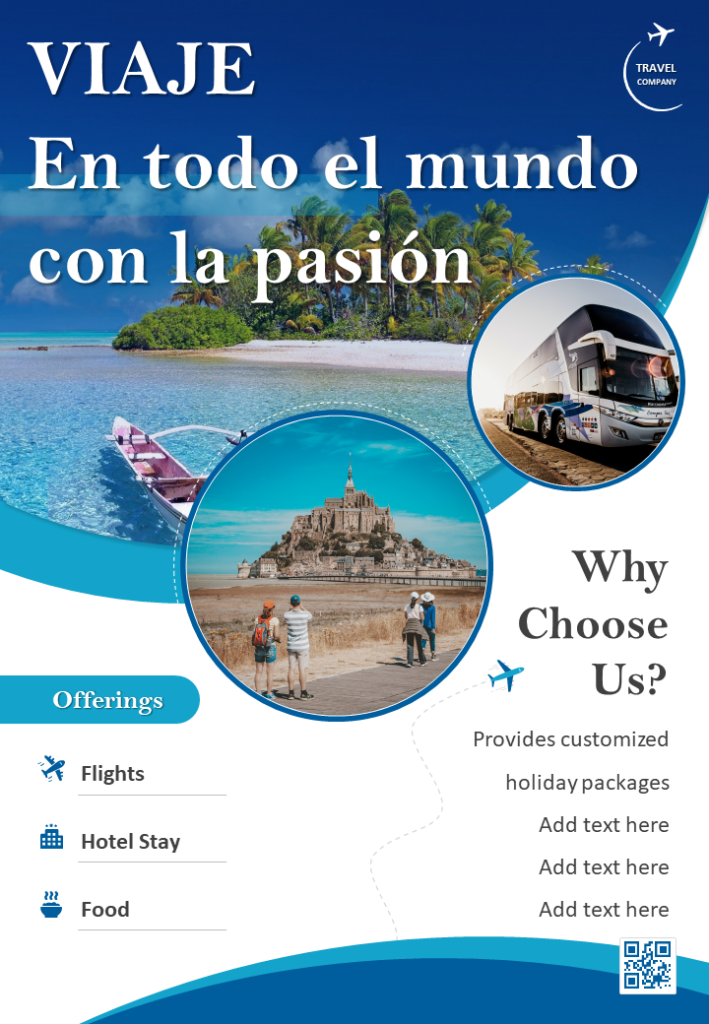 Plantilla de folleto de dos páginas sobre viajes y turismo mundiales