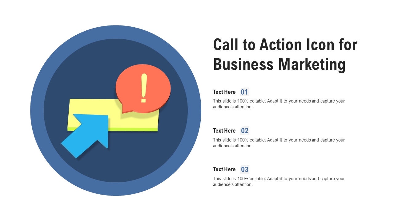 Call To Action Icon For Business Marketing PPT template