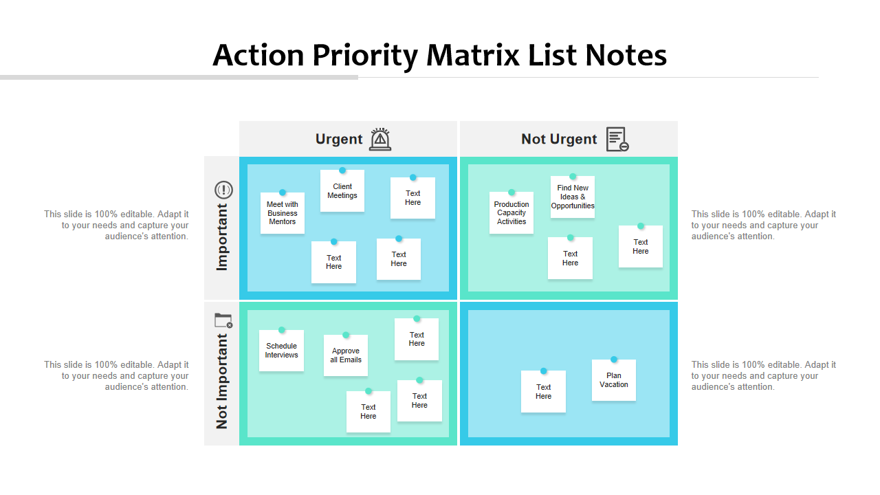 Action Priority Matrix List Notes 