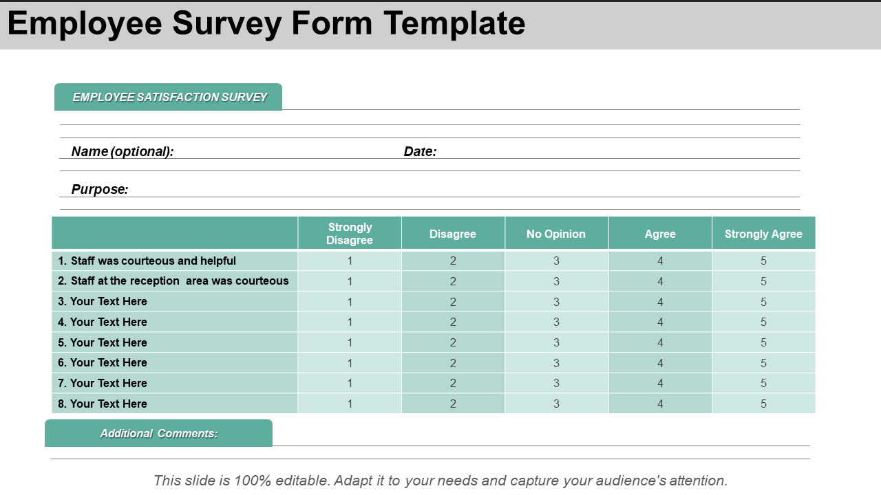 Employee Survey Form Template