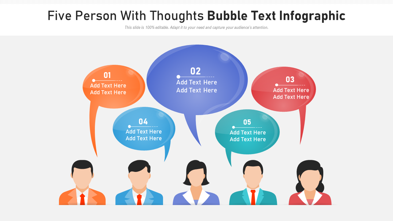 Five Person With Thoughts Bubble