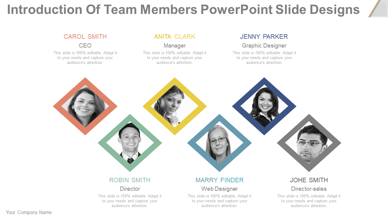 Introduction Of Team Members PowerPoint Slide Designs