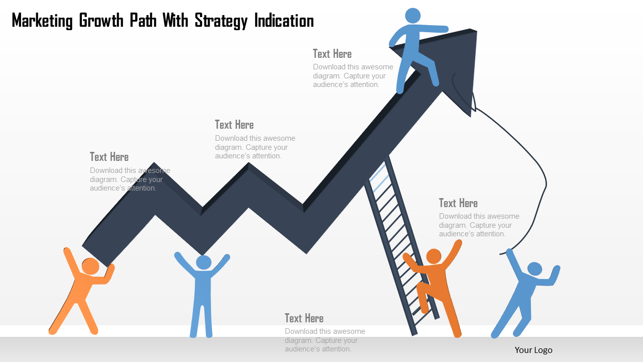 Marketing Growth Path With Strategy Indication PowerPoint Template