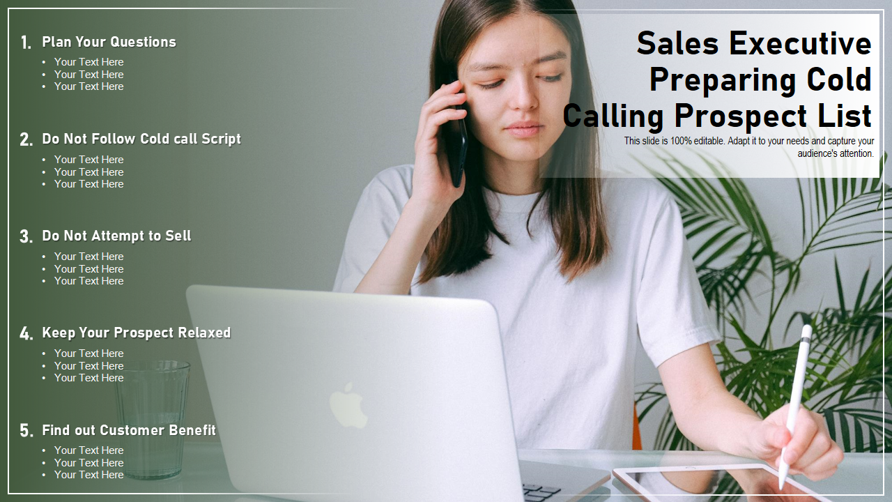 Sales Executive Preparing Cold Calling Prospect List 