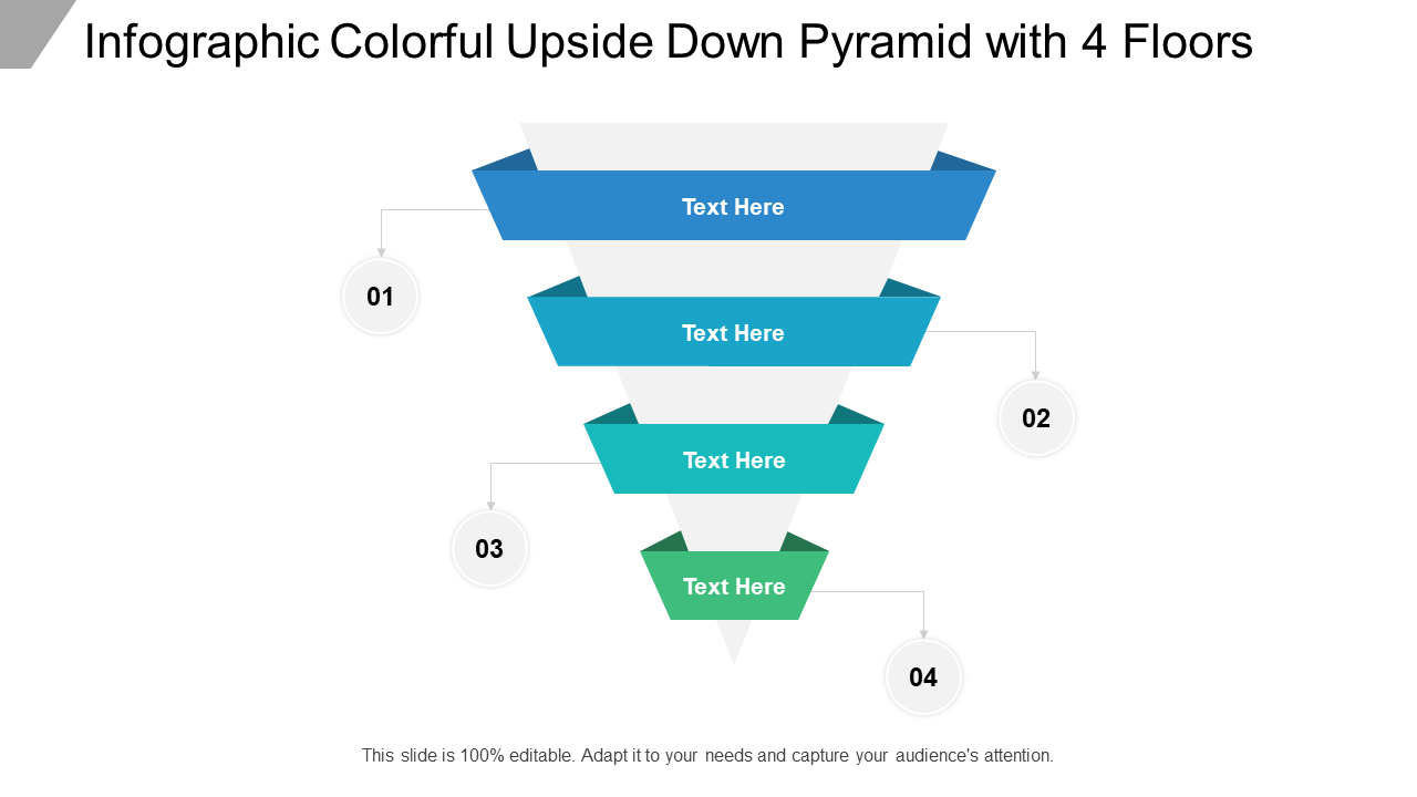 Infographic Colorful Upside Down Pyramid With 4 Floors