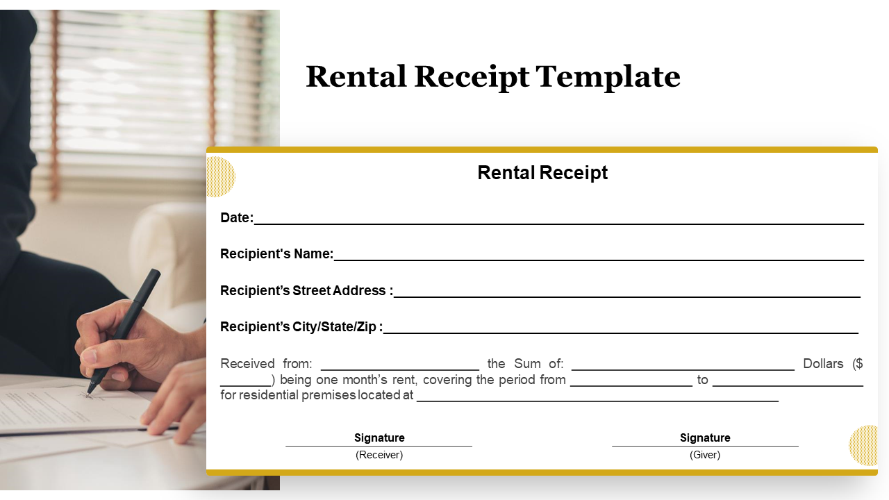 Rental Receipt A1275 Ppt PowerPoint Presentation Summary Format