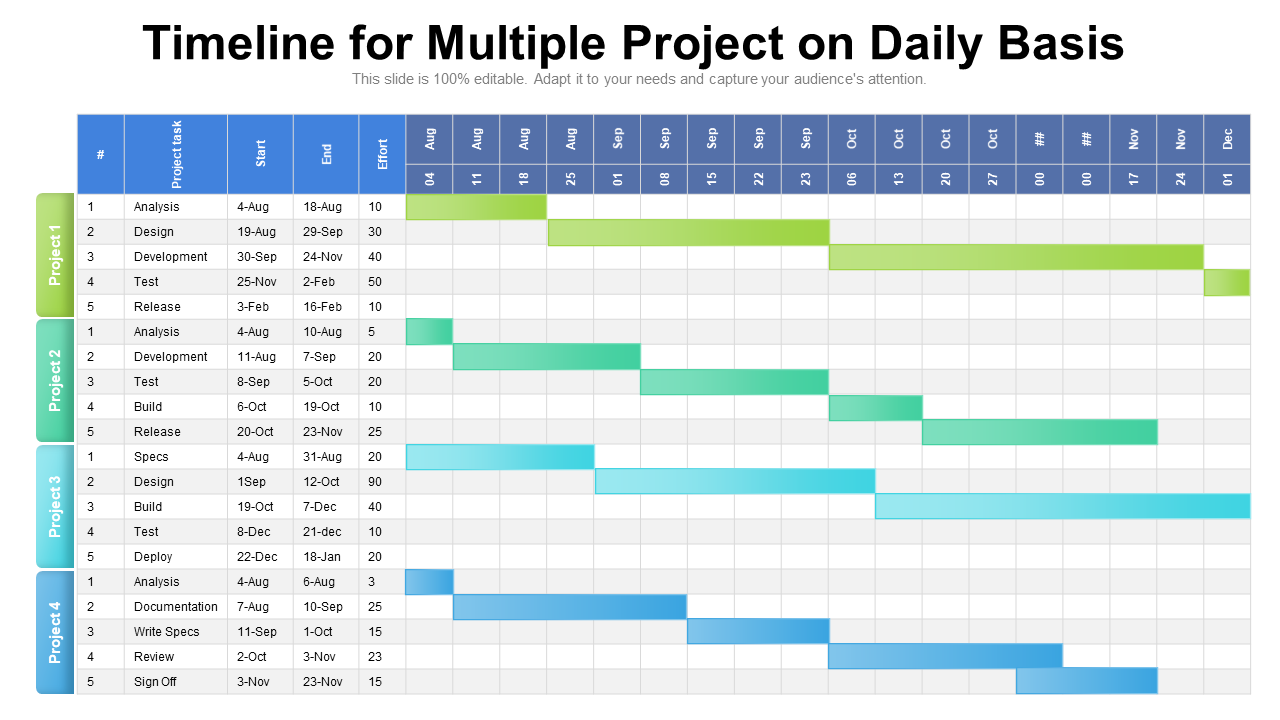 Daily Timeline for Multiple Projects 