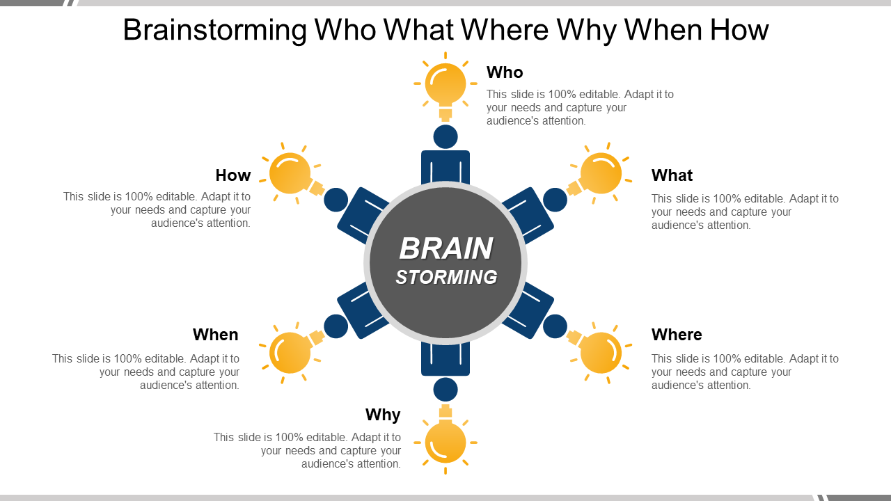 Five W's for Brainstorming Template