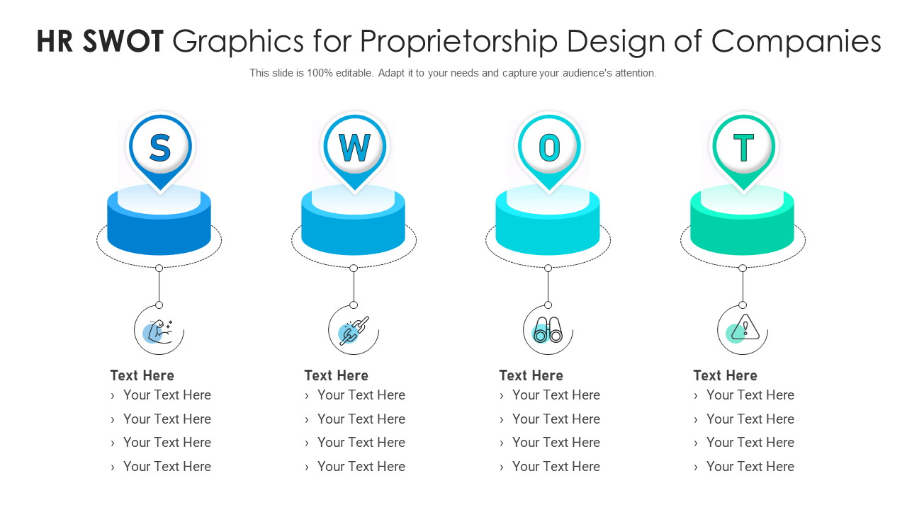 HR SWOT Graphics for Proprietorship Design of Companies