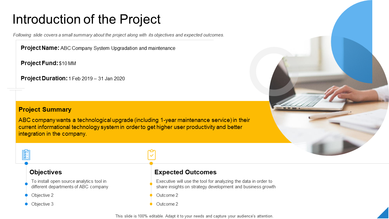 Performance Evaluation Parameters Project Introduction Of The Project PPT PowerPoint Icon