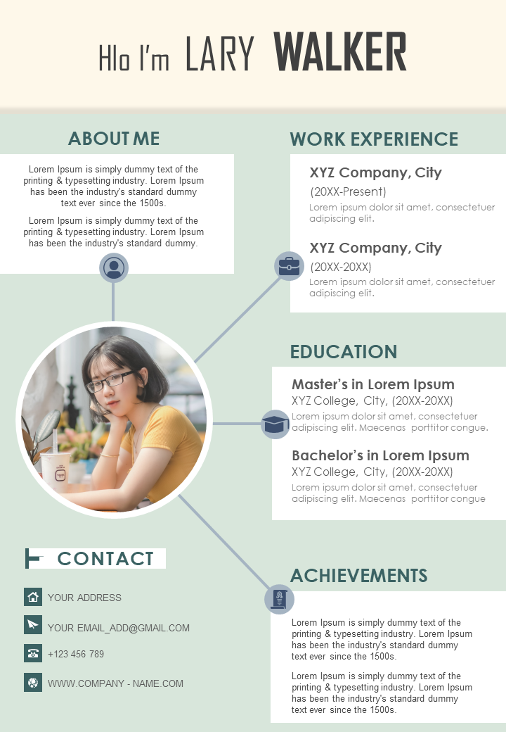 Visual Resume Design Template With Work Experience And Educational Details