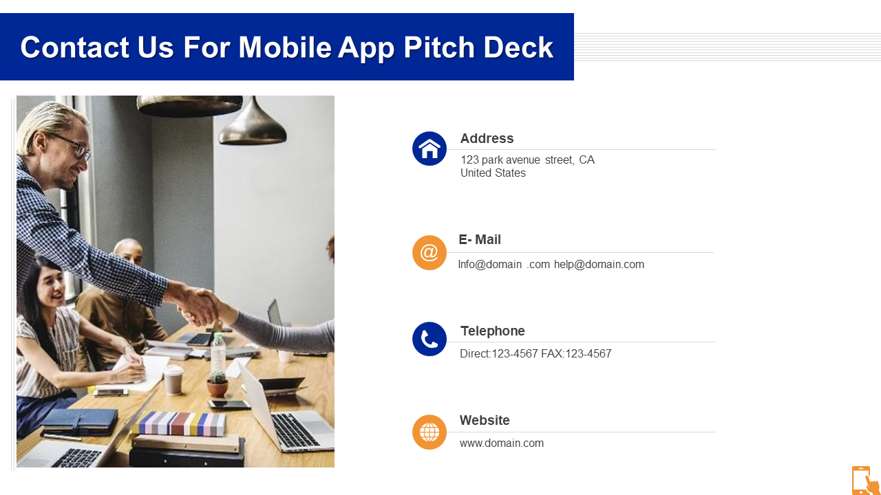 Contact Us For Mobile App Pitch Deck PPT PowerPoint Template