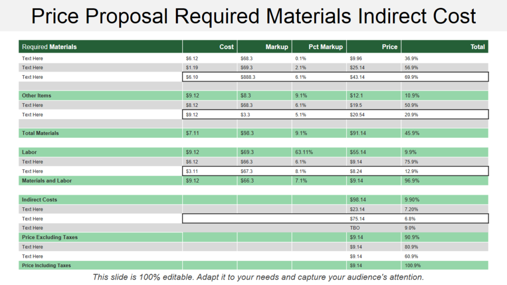Price Proposal PPT Slide