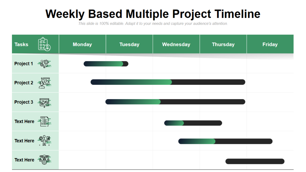 Weekly Based Timeline PPT Slide