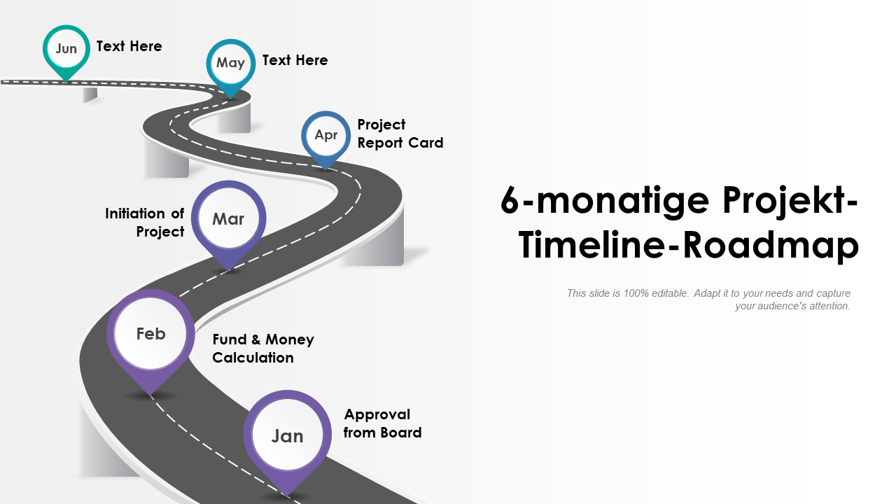 6 Monate Projekt-Zeitplan-Roadmap